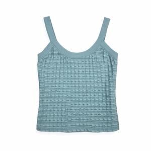 Anthropologie Light Blue Scoop Neck Ruffle Tank - Large, NWT